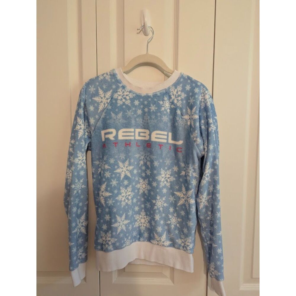 Rebel Athletic cozy blue snowflake sweatshirt  AXS "Plush Snowfall"
